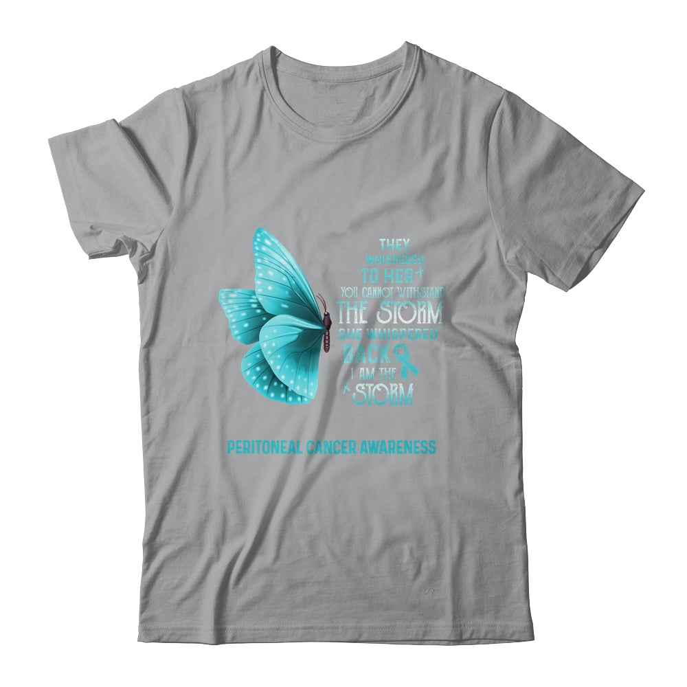I Am The Storm Peritoneal Cancer Awareness Butterfly Shirt & Tank Top | siriusteestore