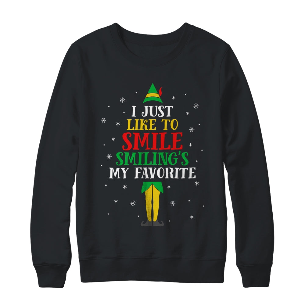 I Just Like To Smile Smiling's My Favorite Elf Christmas Shirt & Sweatshirt | siriusteestore