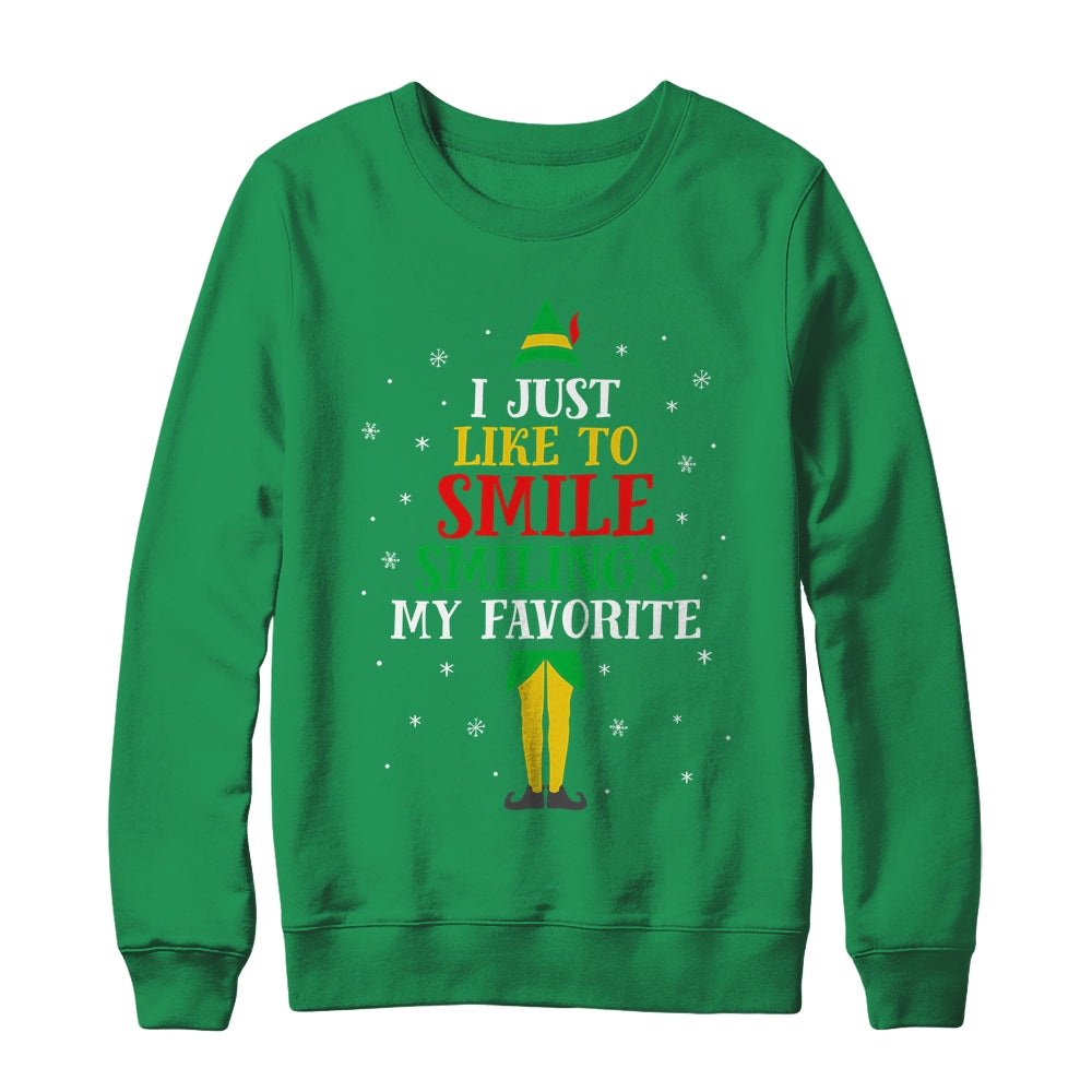 I Just Like To Smile Smiling's My Favorite Elf Christmas Shirt & Sweatshirt | siriusteestore