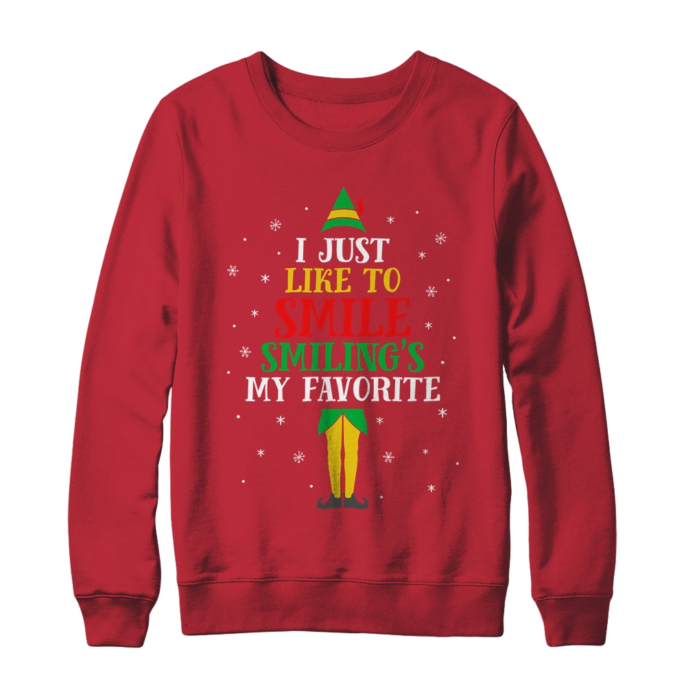 I Just Like To Smile Smiling's My Favorite Elf Christmas Shirt & Sweatshirt | siriusteestore