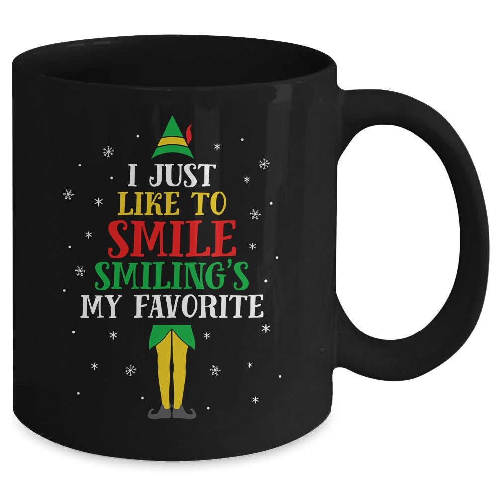 I Just Like To Smile Smiling's My Favorite Elf Christmas Mug | siriusteestore
