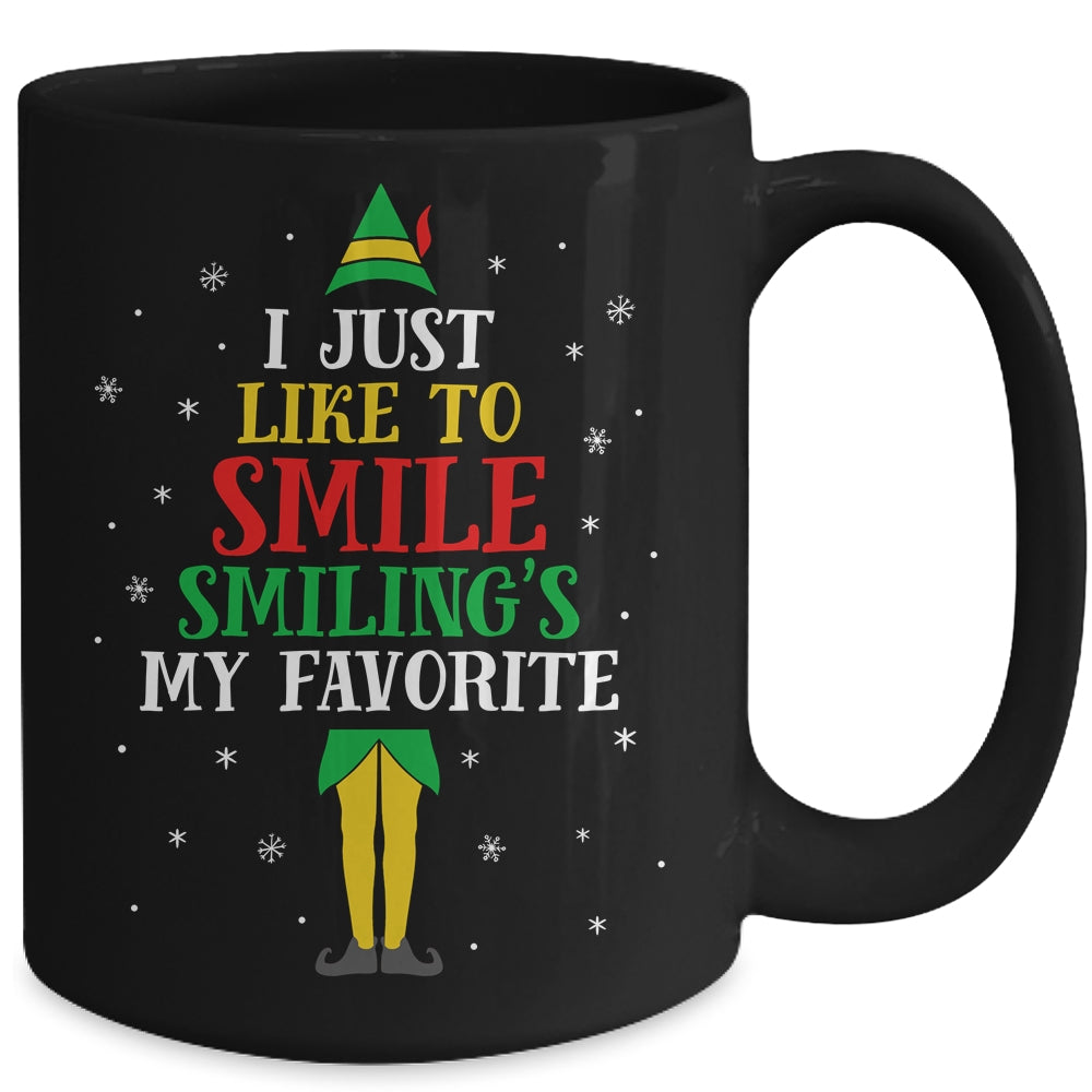 I Just Like To Smile Smiling's My Favorite Elf Christmas Mug | siriusteestore