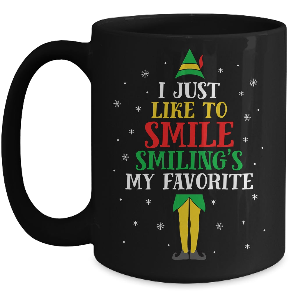 I Just Like To Smile Smiling's My Favorite Elf Christmas Mug | siriusteestore