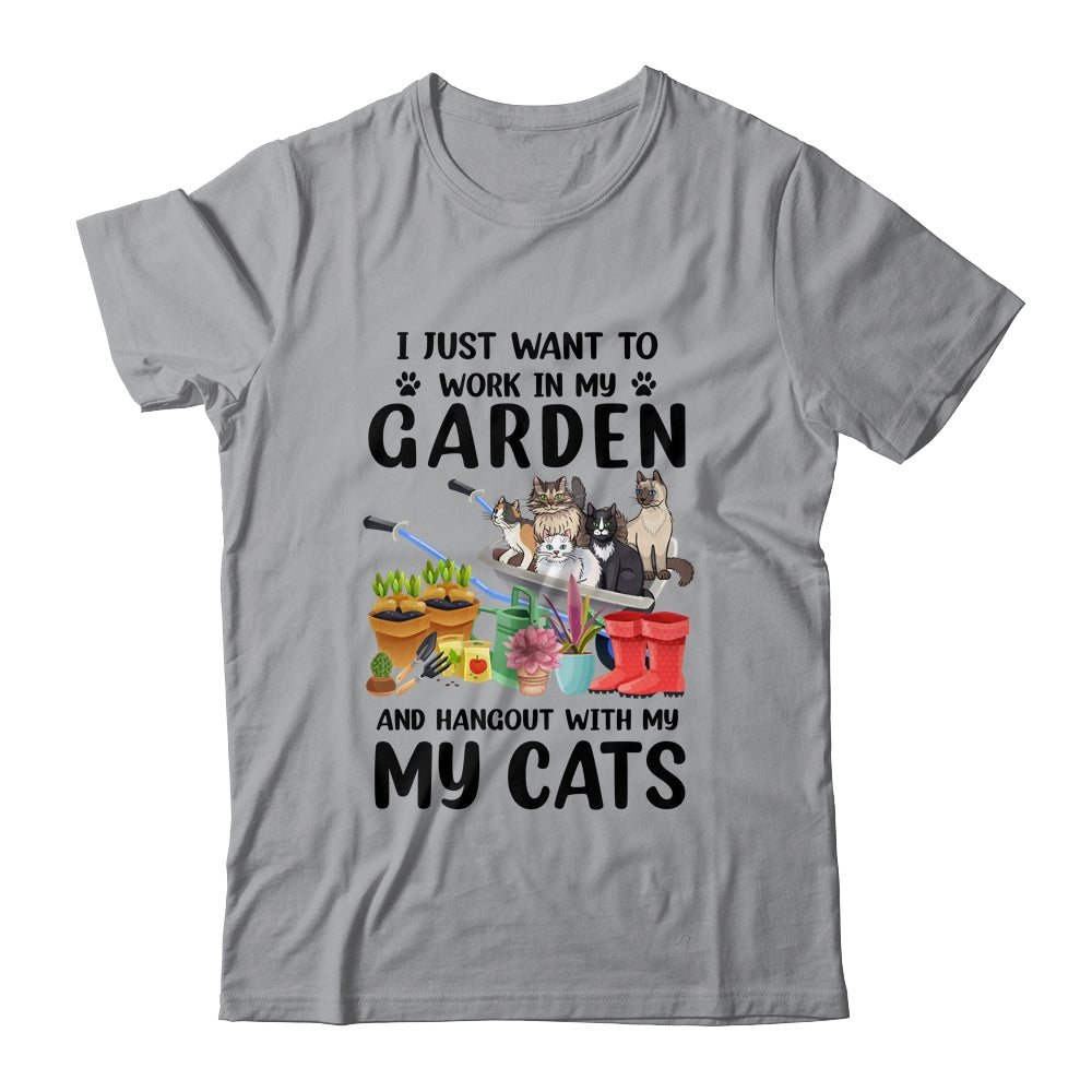 I Just Want To Work In My Garden And Hang Out With My Cats Shirt & Tank Top | siriusteestore