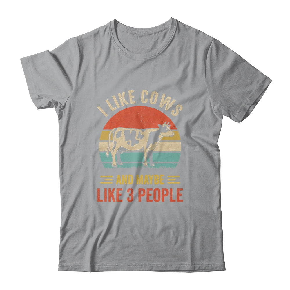 I Like Cows And Maybe Like 3 People Cow Farm Farmer Retro Shirt & Hoodie | siriusteestore