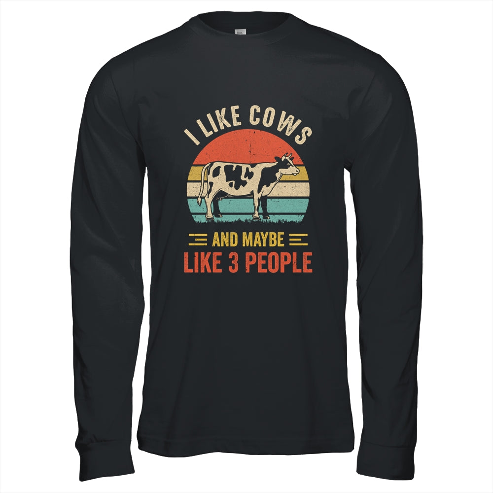 I Like Cows And Maybe Like 3 People Cow Farm Farmer Retro Shirt & Hoodie | siriusteestore