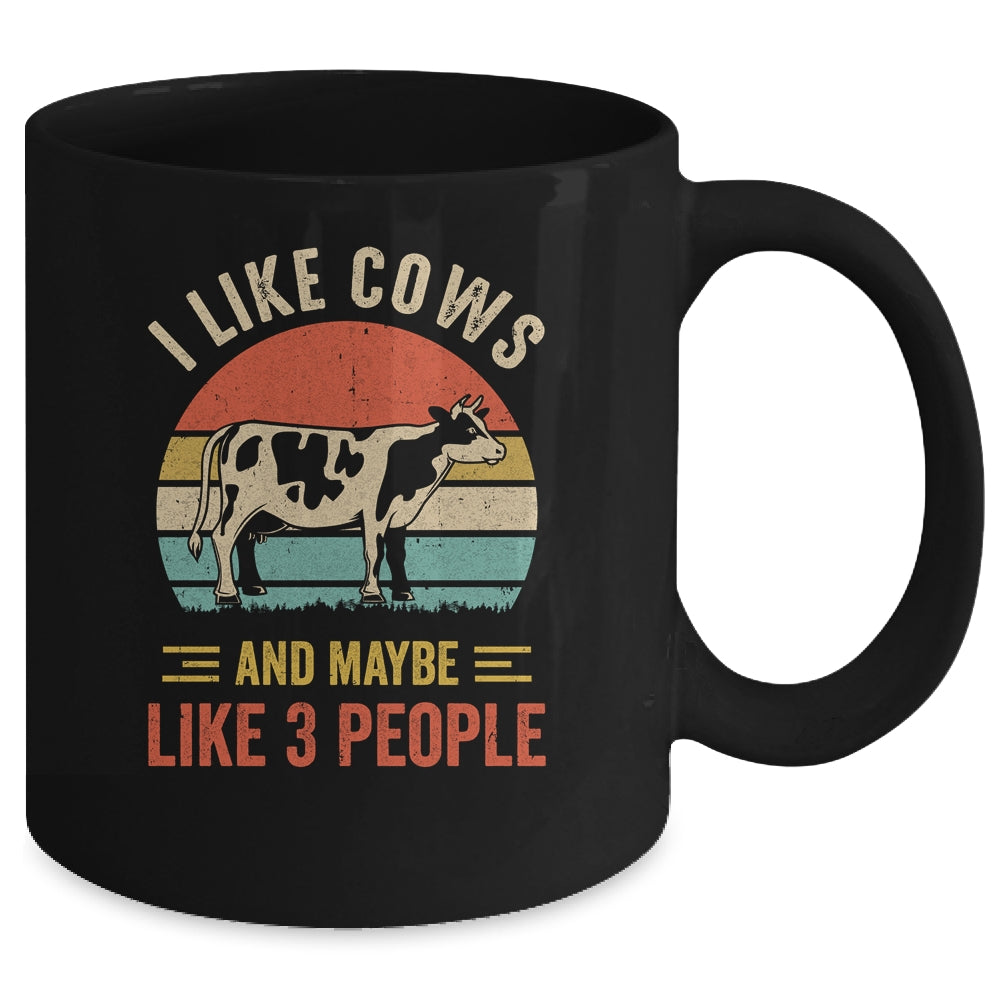 I Like Cows And Maybe Like 3 People Cow Farm Farmer Retro Mug | siriusteestore