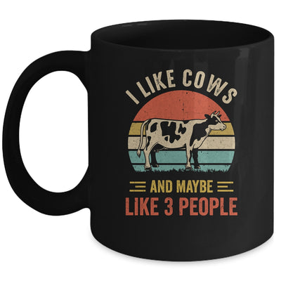 I Like Cows And Maybe Like 3 People Cow Farm Farmer Retro Mug | siriusteestore