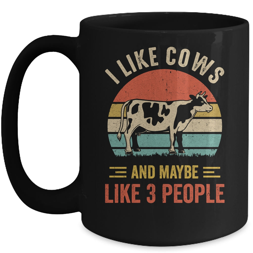 I Like Cows And Maybe Like 3 People Cow Farm Farmer Retro Mug | siriusteestore