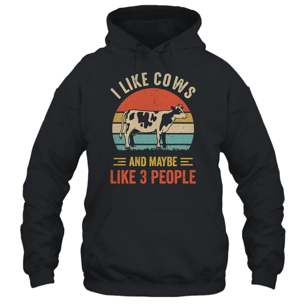 I Like Cows And Maybe Like 3 People Cow Farm Farmer Retro Shirt & Hoodie | siriusteestore
