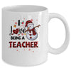 I Love Being A Teacher Snowman Dab Christmas Red Plaid Mug | siriusteestore