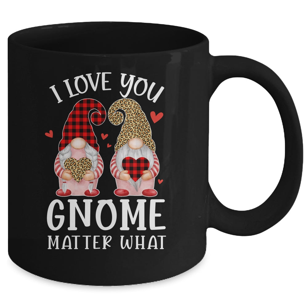 I Love You Gnome Matter What Buffalo Plaid Valentines Day Mug | siriusteestore