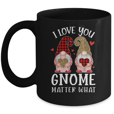 I Love You Gnome Matter What Buffalo Plaid Valentines Day Mug | siriusteestore