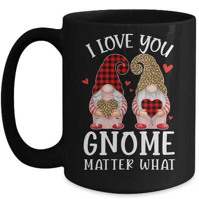 I Love You Gnome Matter What Buffalo Plaid Valentines Day Mug | siriusteestore