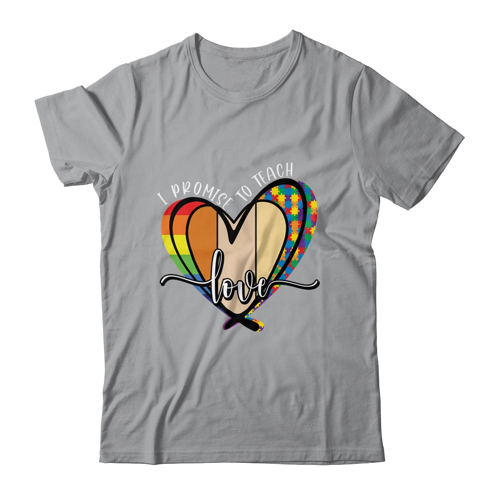 I Promise To Teach Love Puzzle Heart LGBT Teacher Shirt & Hoodie | siriusteestore