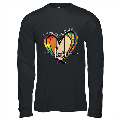 I Promise To Teach Love Puzzle Heart LGBT Teacher Shirt & Hoodie | siriusteestore