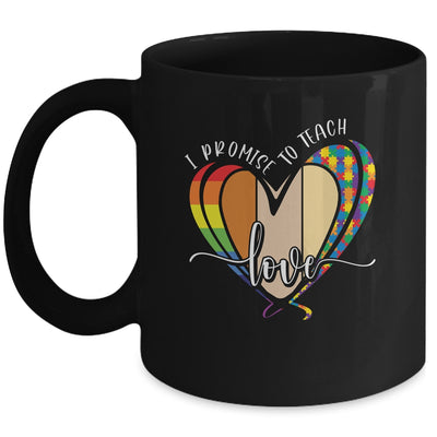I Promise To Teach Love Puzzle Heart LGBT Teacher Mug | siriusteestore