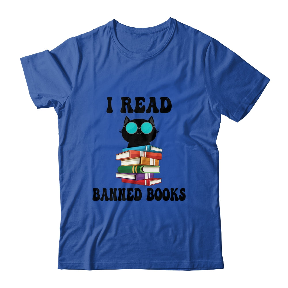 I Read Banned Books Black Cat Reader Bookworm Women Shirt & Tank Top | siriusteestore