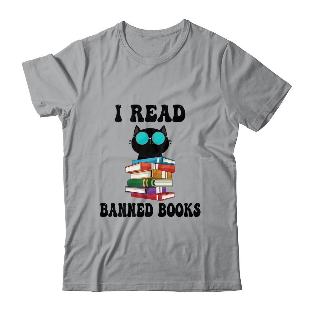I Read Banned Books Black Cat Reader Bookworm Women Shirt & Tank Top | siriusteestore