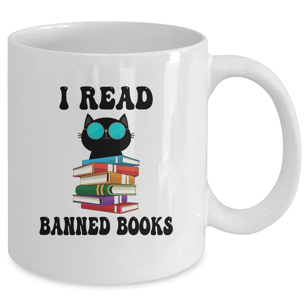 I Read Banned Books Black Cat Reader Bookworm Women Mug | siriusteestore