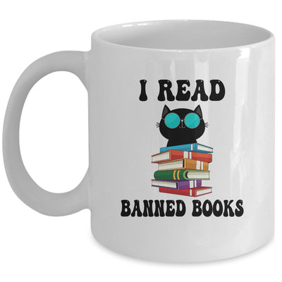 I Read Banned Books Black Cat Reader Bookworm Women Mug | siriusteestore