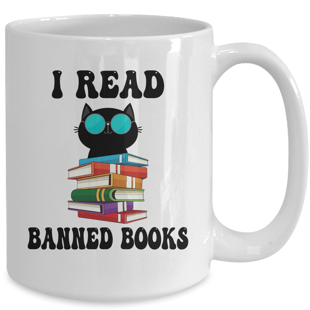 I Read Banned Books Black Cat Reader Bookworm Women Mug | siriusteestore