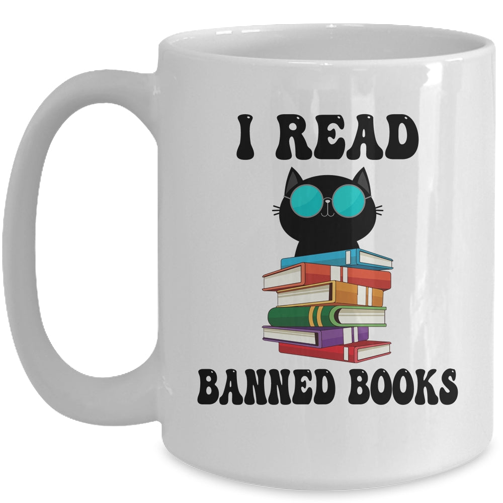 I Read Banned Books Black Cat Reader Bookworm Women Mug | siriusteestore