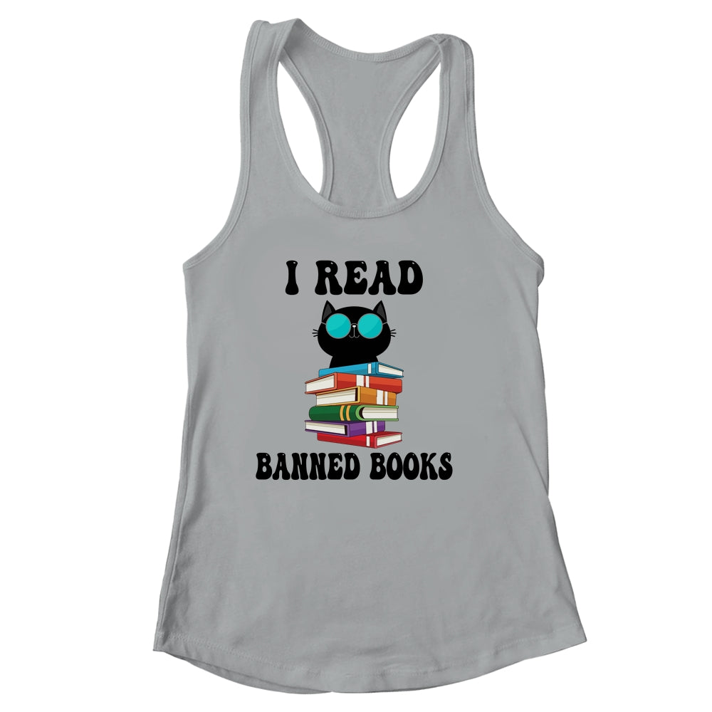 I Read Banned Books Black Cat Reader Bookworm Women Shirt & Tank Top | siriusteestore