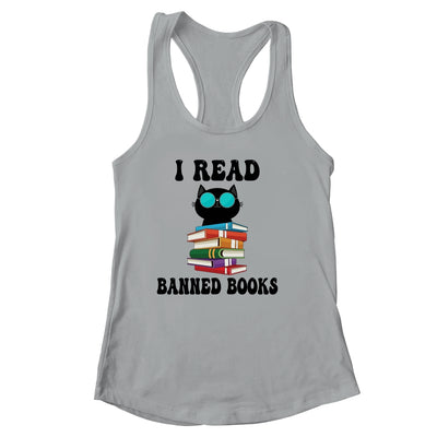 I Read Banned Books Black Cat Reader Bookworm Women Shirt & Tank Top | siriusteestore