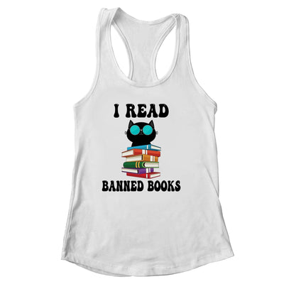 I Read Banned Books Black Cat Reader Bookworm Women Shirt & Tank Top | siriusteestore
