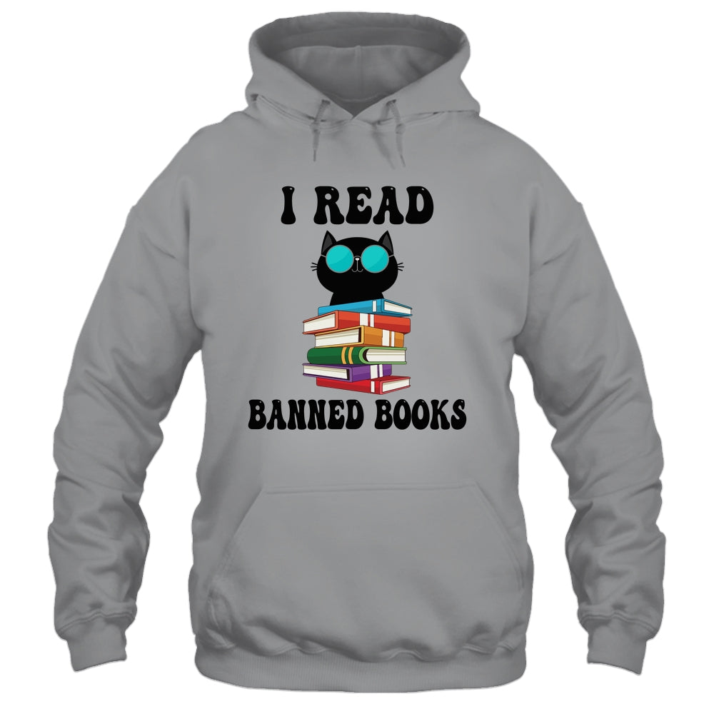 I Read Banned Books Black Cat Reader Bookworm Women Shirt & Tank Top | siriusteestore