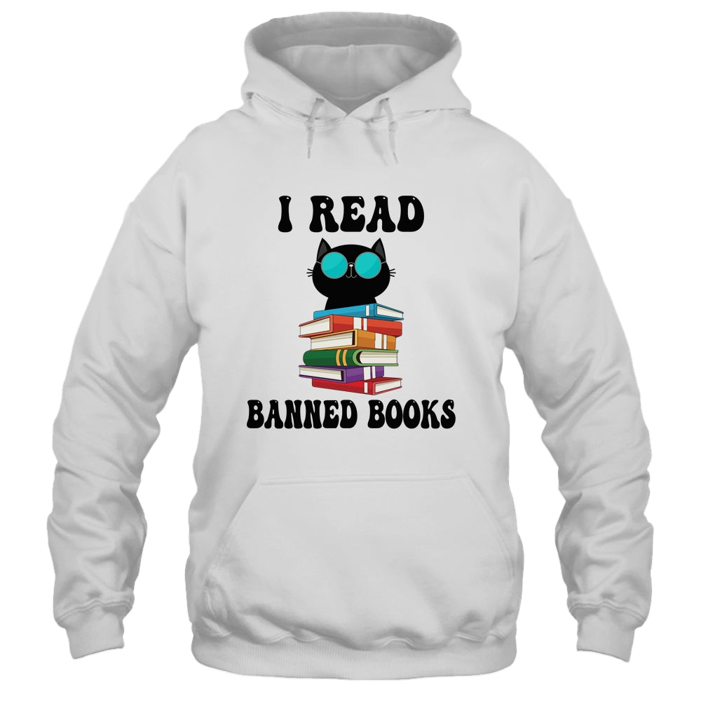 I Read Banned Books Black Cat Reader Bookworm Women Shirt & Tank Top | siriusteestore