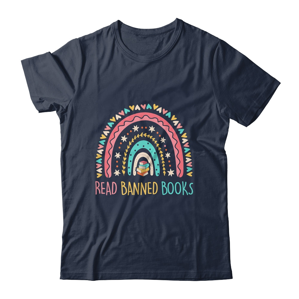 I Read Banned Books Vintage Rainbow Reading Book Lover Shirt & Tank Top | siriusteestore