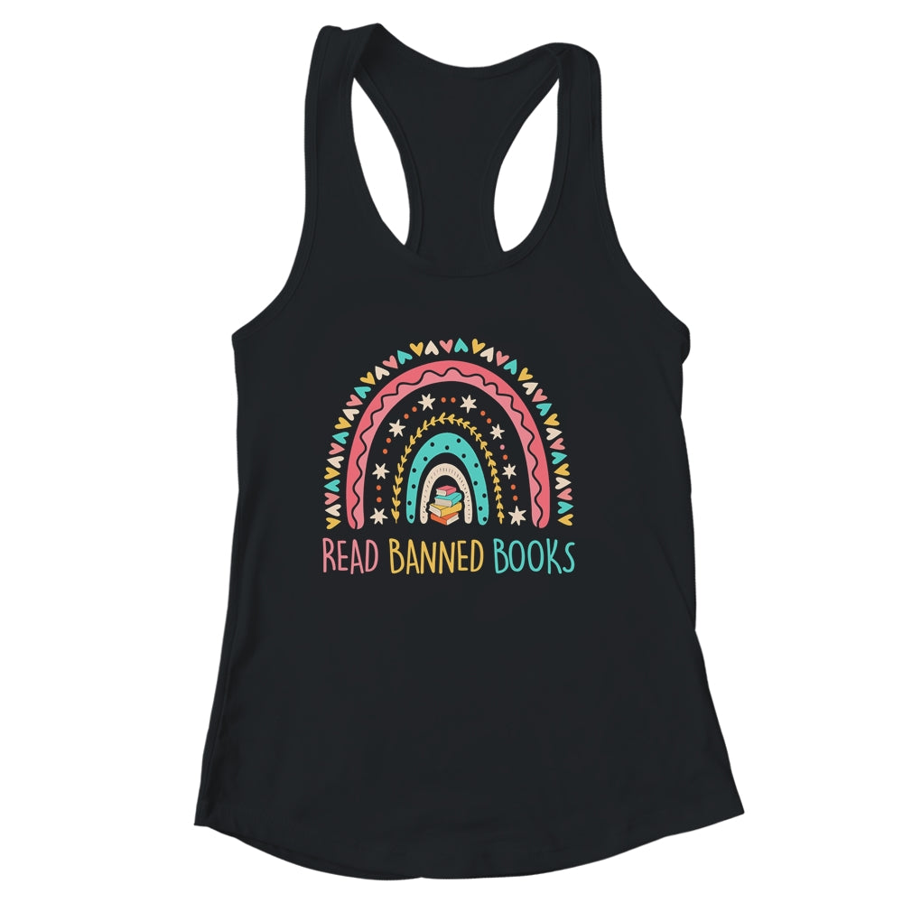 I Read Banned Books Vintage Rainbow Reading Book Lover Shirt & Tank Top | siriusteestore