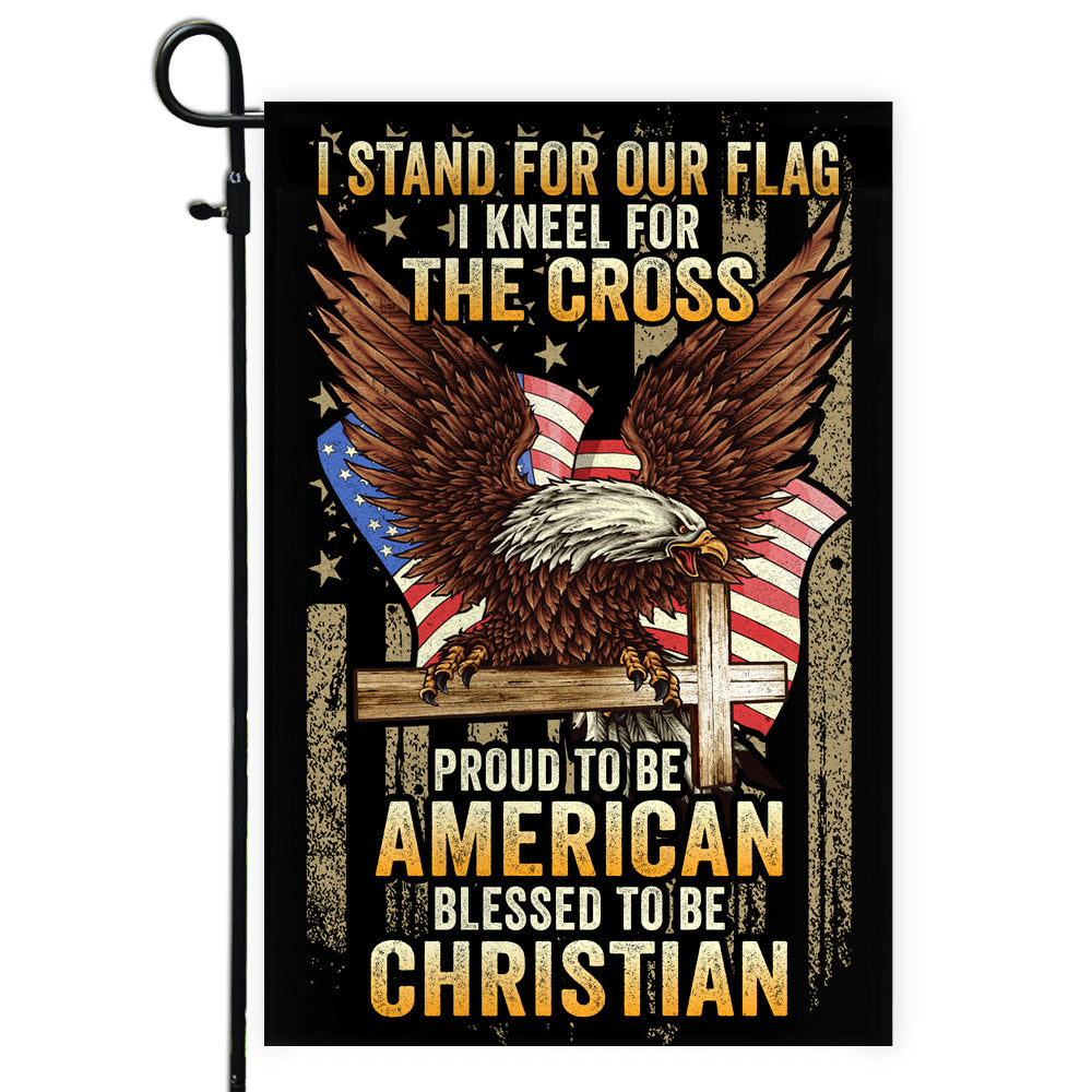 I Stand for Our Flag I Kneel for The Cross American Eagle Christian Cross | siriusteestore