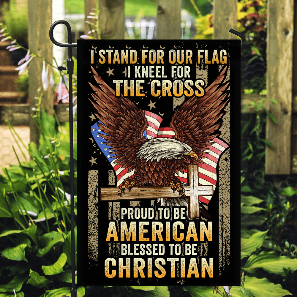 I Stand for Our Flag I Kneel for The Cross American Eagle Christian Cross | siriusteestore