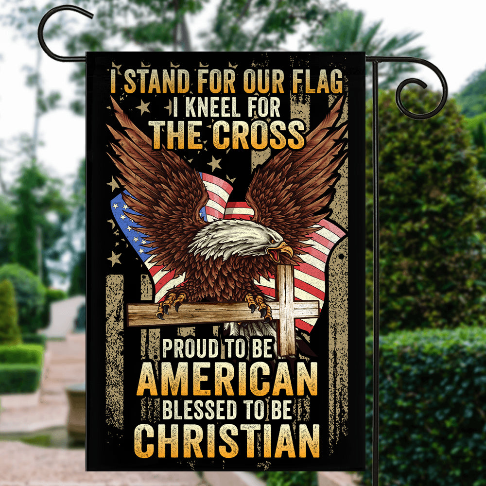 I Stand for Our Flag I Kneel for The Cross American Eagle Christian Cross | siriusteestore