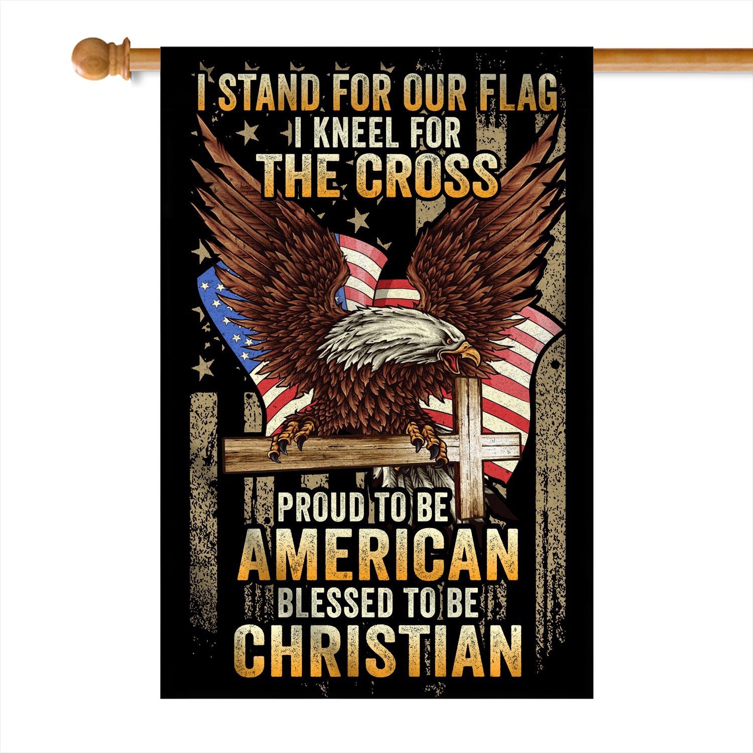I Stand for Our Flag I Kneel for The Cross American Eagle Christian Cross | siriusteestore