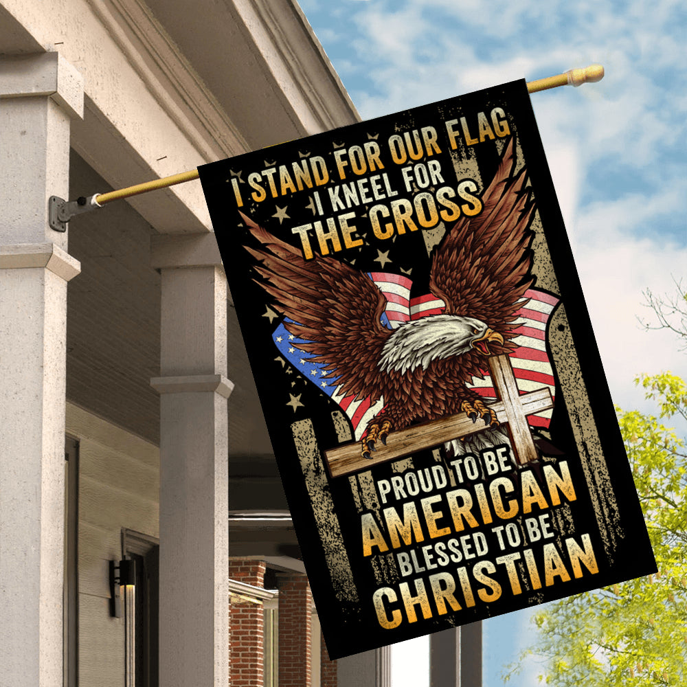 I Stand for Our Flag I Kneel for The Cross American Eagle Christian Cross | siriusteestore