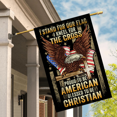I Stand for Our Flag I Kneel for The Cross American Eagle Christian Cross | siriusteestore