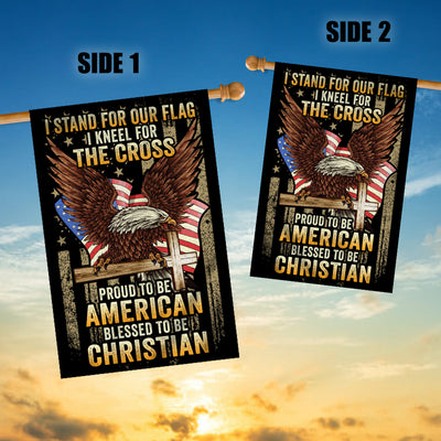 I Stand for Our Flag I Kneel for The Cross American Eagle Christian Cross | siriusteestore