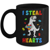 I Steal Hearts Puzzle Autism Awareness T Rex Dinosaurs Boys Mug | siriusteestore