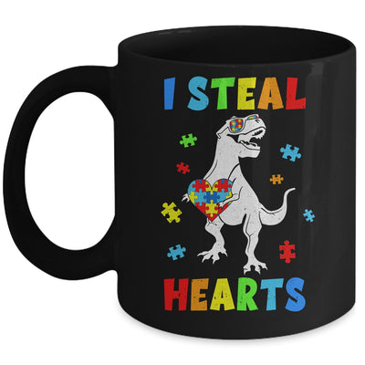 I Steal Hearts Puzzle Autism Awareness T Rex Dinosaurs Boys Mug | siriusteestore