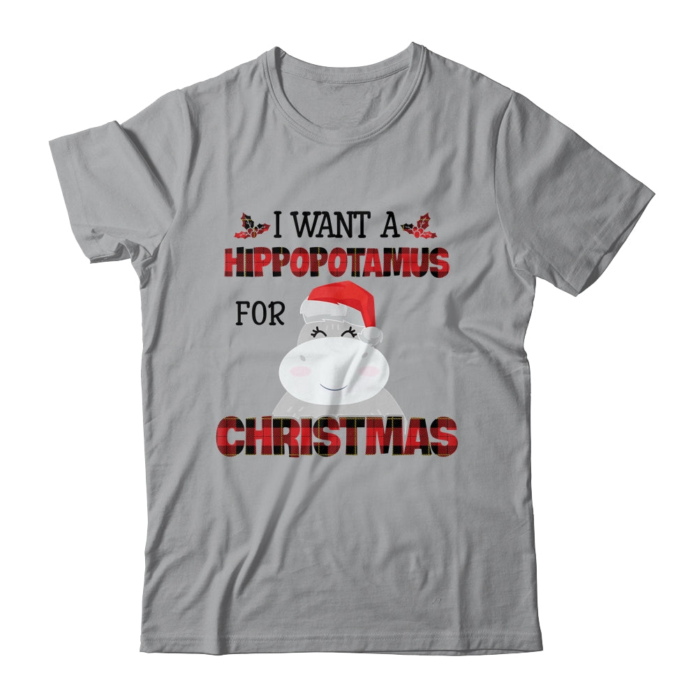 I Want A Hippopotamus For Christmas Hippo Buffalo Plaid Shirt & Sweatshirt | siriusteestore