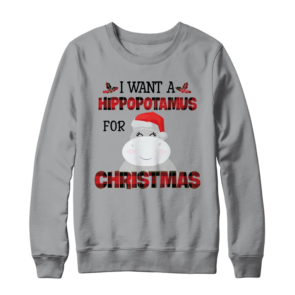 I Want A Hippopotamus For Christmas Hippo Buffalo Plaid Shirt & Sweatshirt | siriusteestore