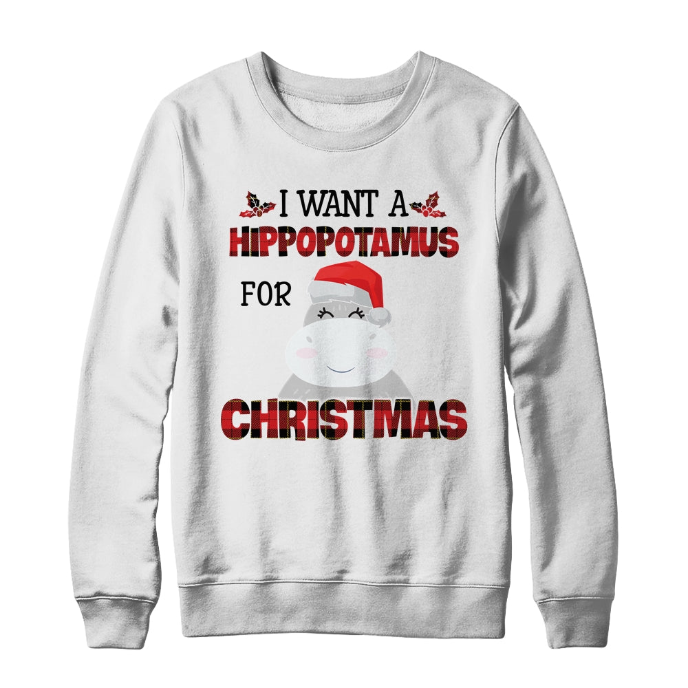 I Want A Hippopotamus For Christmas Hippo Buffalo Plaid Shirt & Sweatshirt | siriusteestore