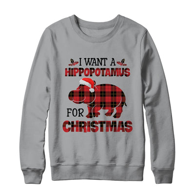 I Want A Hippopotamus For Christmas Hippo Buffalo Plaid Gift Shirt & Sweatshirt | siriusteestore