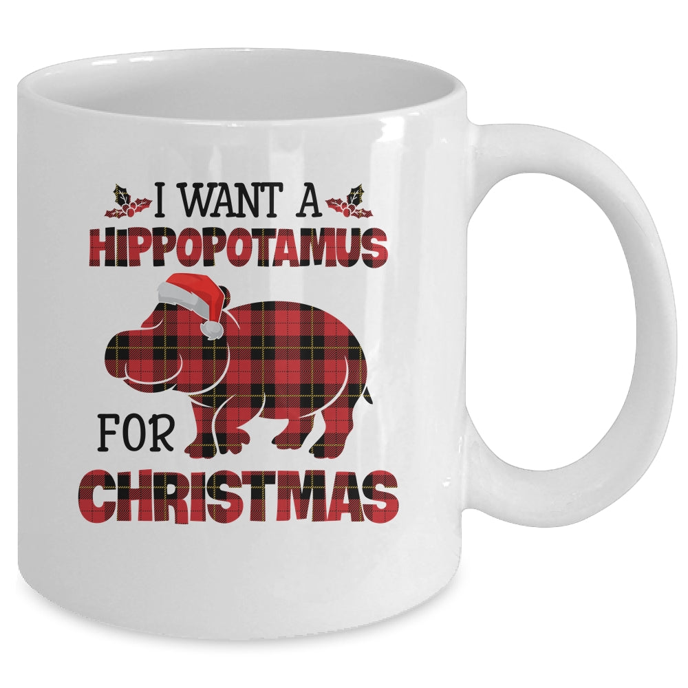 I Want A Hippopotamus For Christmas Hippo Buffalo Plaid Gift Mug | siriusteestore