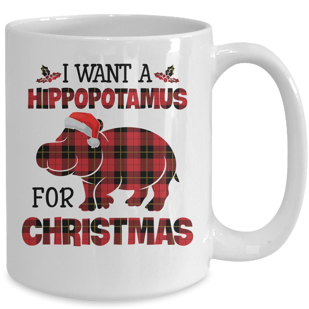 I Want A Hippopotamus For Christmas Hippo Buffalo Plaid Gift Mug | siriusteestore
