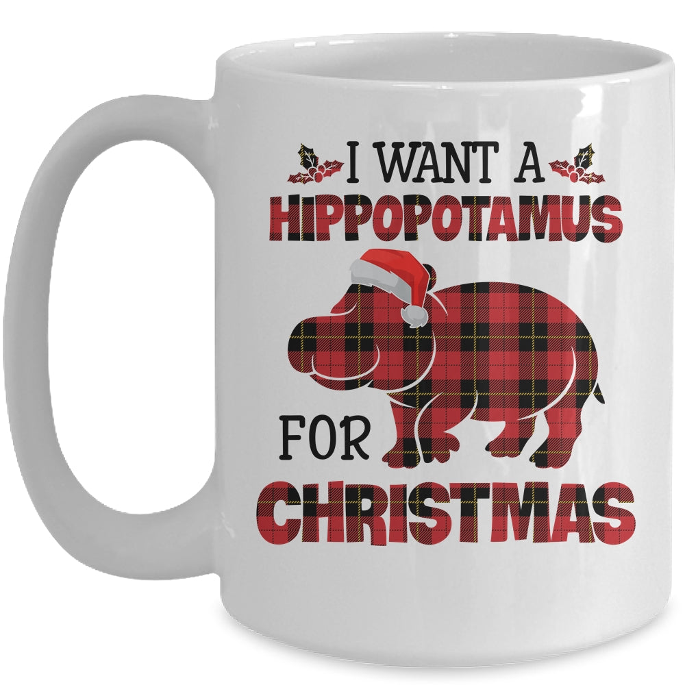 I Want A Hippopotamus For Christmas Hippo Buffalo Plaid Gift Mug | siriusteestore